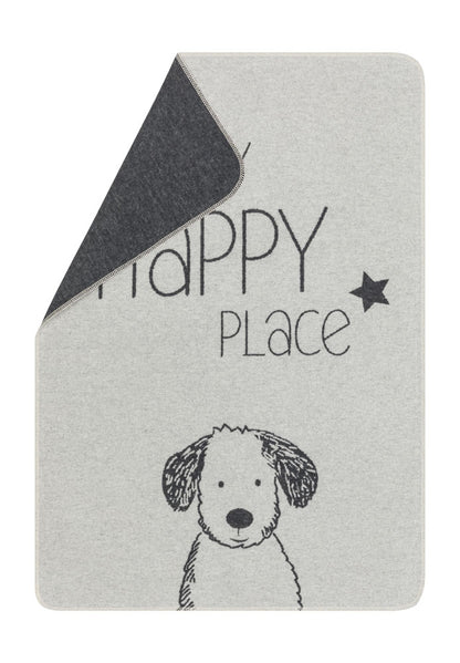 PET blanket "My Happy Place" dog small in grey . Pet Blanket made by David Fussenegger , a family-run mill in Austria.