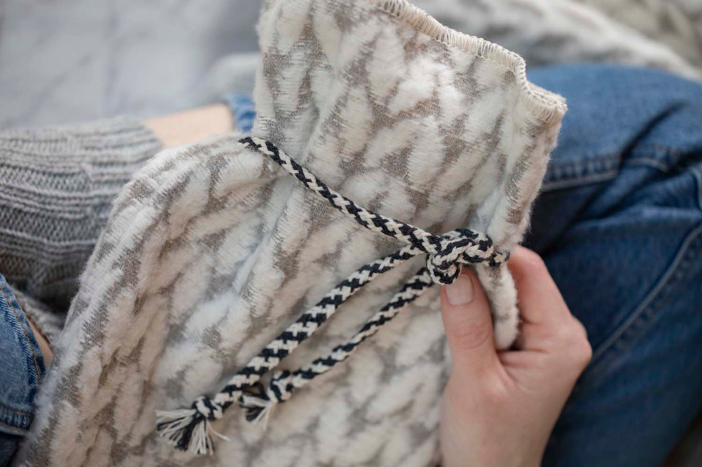 SILVRETTA warming bottle "knitted" in . Warming Bottle made by David Fussenegger , a family-run mill in Austria.