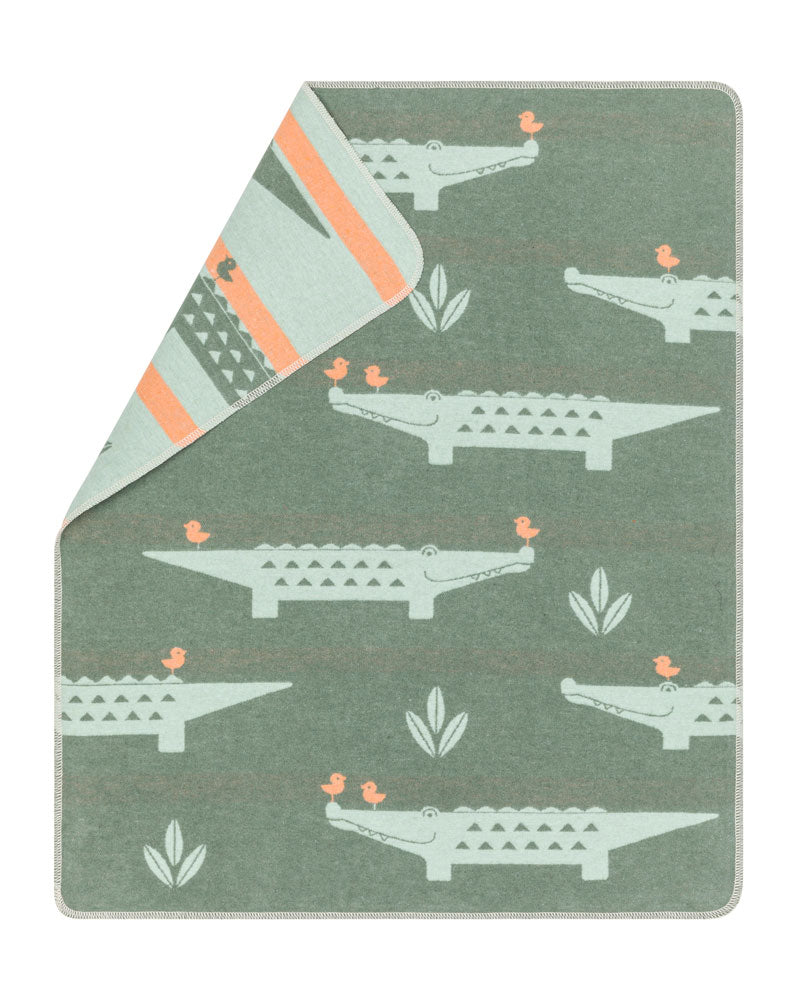 JUWEL baby blanket "crocodiles allover" in . Blanket made by David Fussenegger , a family-run mill in Austria.