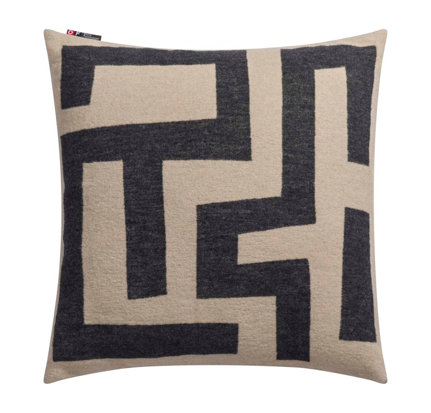 SILVRETTA cushion cover "maze" in ecru . Cushion Cover made by David Fussenegger , a family-run mill in Austria.