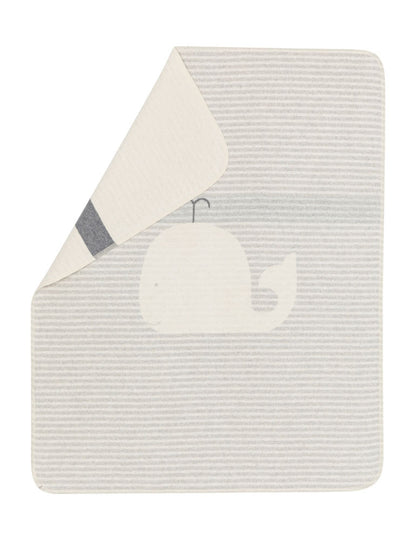 JUWEL baby blanket "whale/stripes" in grey . Blanket made by David Fussenegger , a family-run mill in Austria.