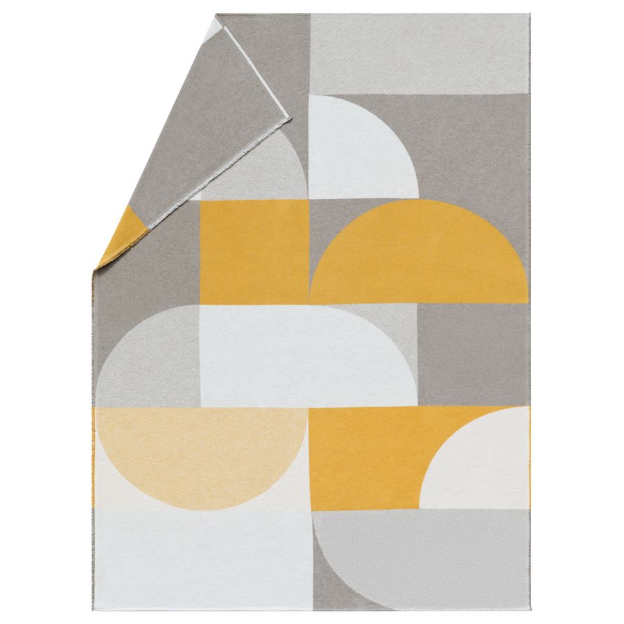 LUCA Throw "Modular Forms" in mustard smoke . Throw Blanket made by David Fussenegger , a family-run mill in Austria.