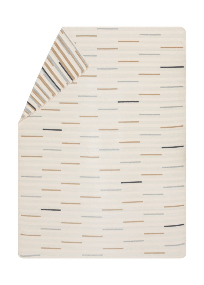 SAVONA throw "short lines horizontal" in offwhite . Throw Blanket made by David Fussenegger , a family-run mill in Austria.