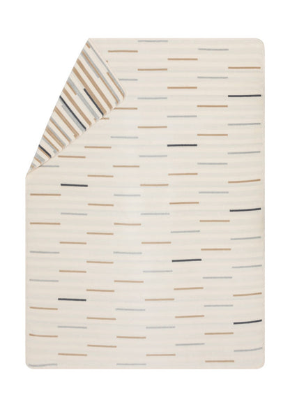 SAVONA throw "short lines horizontal" in offwhite . Throw Blanket made by David Fussenegger , a family-run mill in Austria.