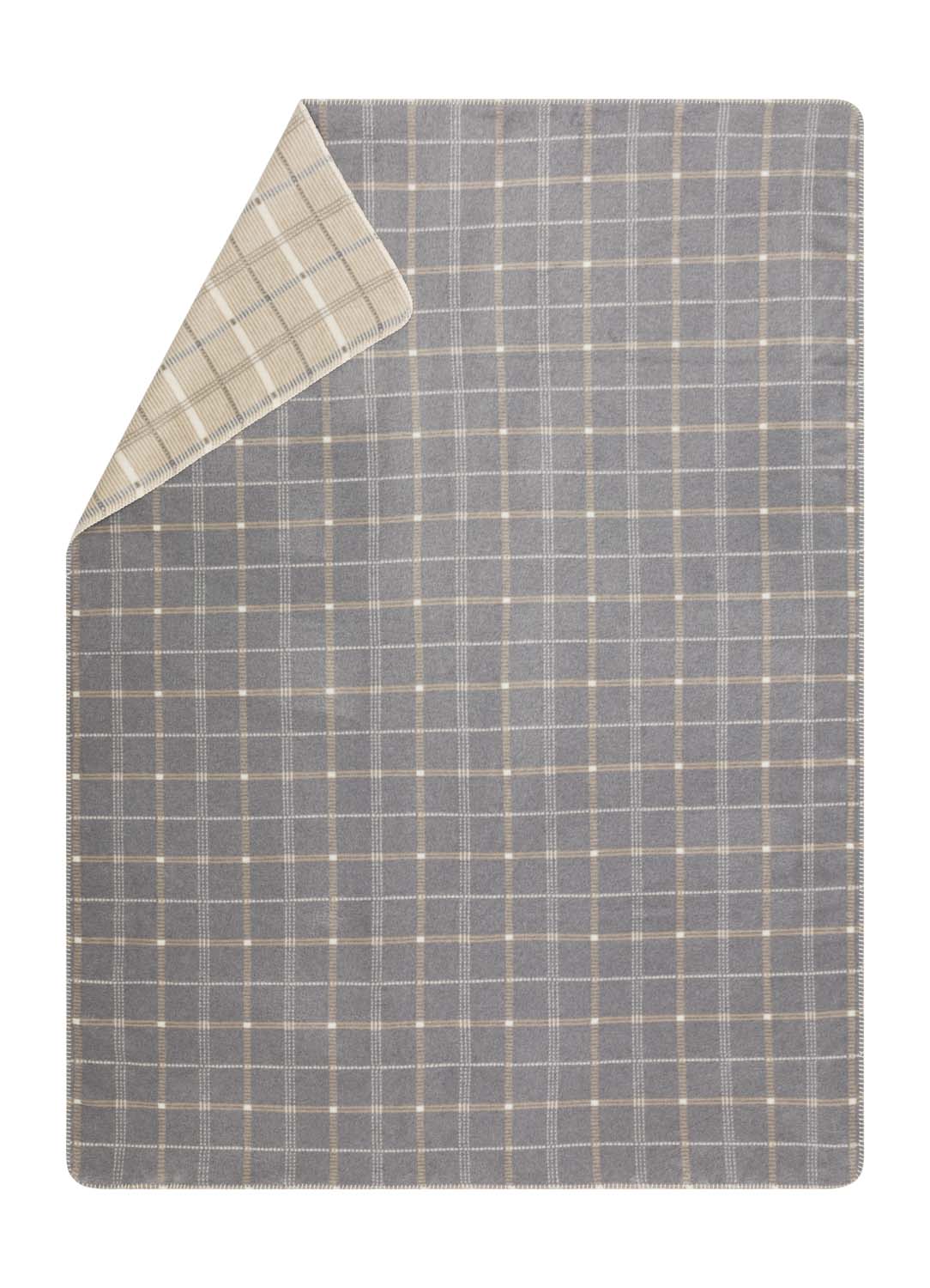 SAVONA throw "checkered" in light grey . Throw Blanket made by David Fussenegger , a family-run mill in Austria.