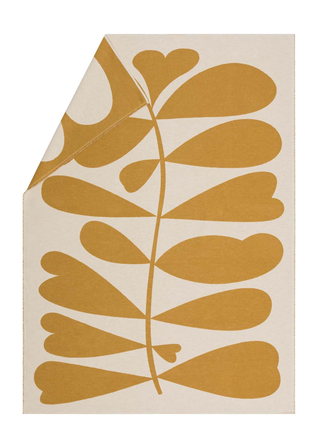 LUCA throw flannel "large leaves" in gold . Throw Blanket made by David Fussenegger , a family-run mill in Austria.