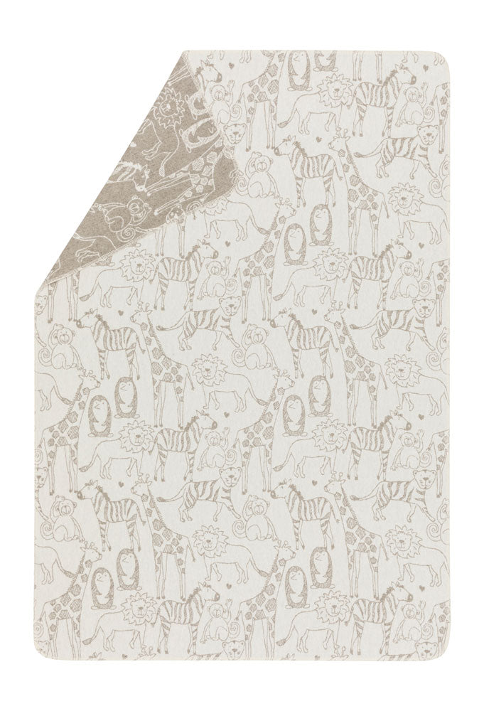JUWEL toddler blanket "safari animals" in offwhite . Blanket made by David Fussenegger , a family-run mill in Austria.