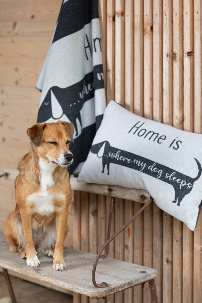 PET blanket "Home is Where My Dog Sleeps" small in . Pet Blanket made by David Fussenegger , a family-run mill in Austria.