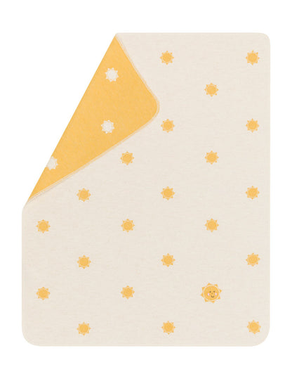 JUWEL baby blanket "suns allover" with embroidery in offwhite . Blanket made by David Fussenegger , a family-run mill in Austria.