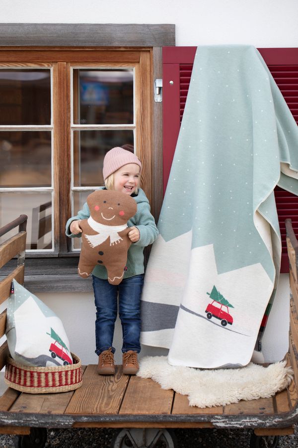 SILVRETTA Throw "Christmas Car" in . Throw Blanket made by David Fussenegger , a family-run mill in Austria.