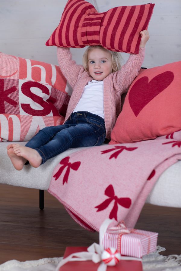 SILVRETTA Pillow "Stripy Bow" in . Filled Cushion made by David Fussenegger , a family-run mill in Austria.