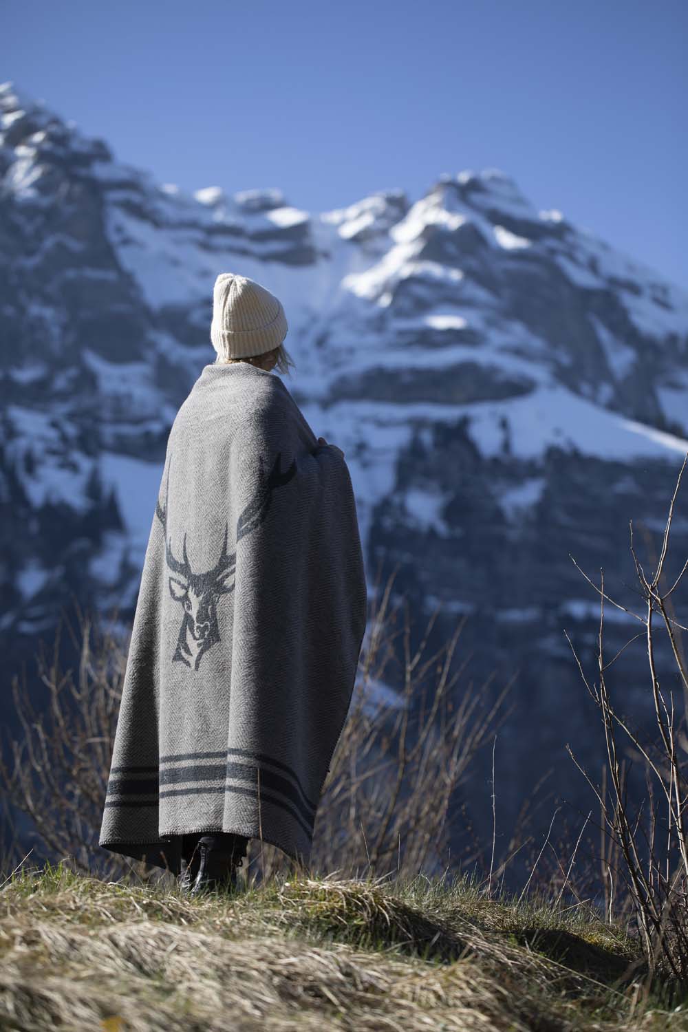 SAVONA throw "stag/antlers" in . Throw Blanket made by David Fussenegger , a family-run mill in Austria.