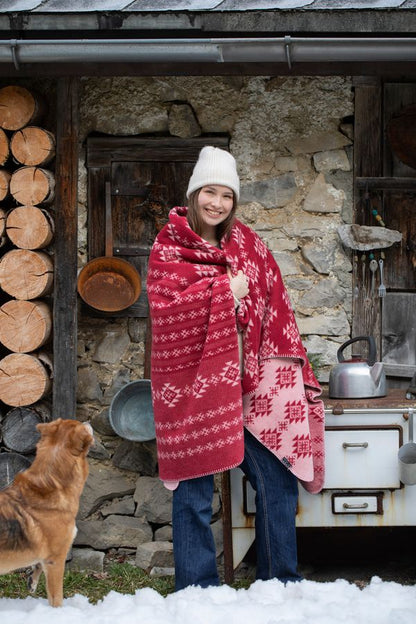 SAVONA Throw "Norwegian Border" in . Throw Blanket made by David Fussenegger , a family-run mill in Austria.