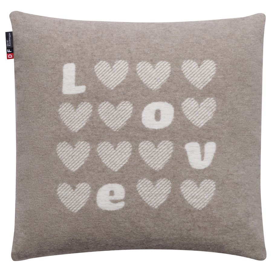 SILVRETTA Cushion Cover "Hearts/Love" in smoke . Cushion Cover made by David Fussenegger , a family-run mill in Austria.
