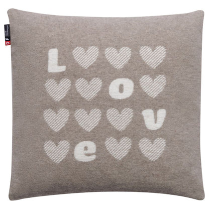 SILVRETTA Cushion Cover "Hearts/Love" in smoke . Cushion Cover made by David Fussenegger , a family-run mill in Austria.