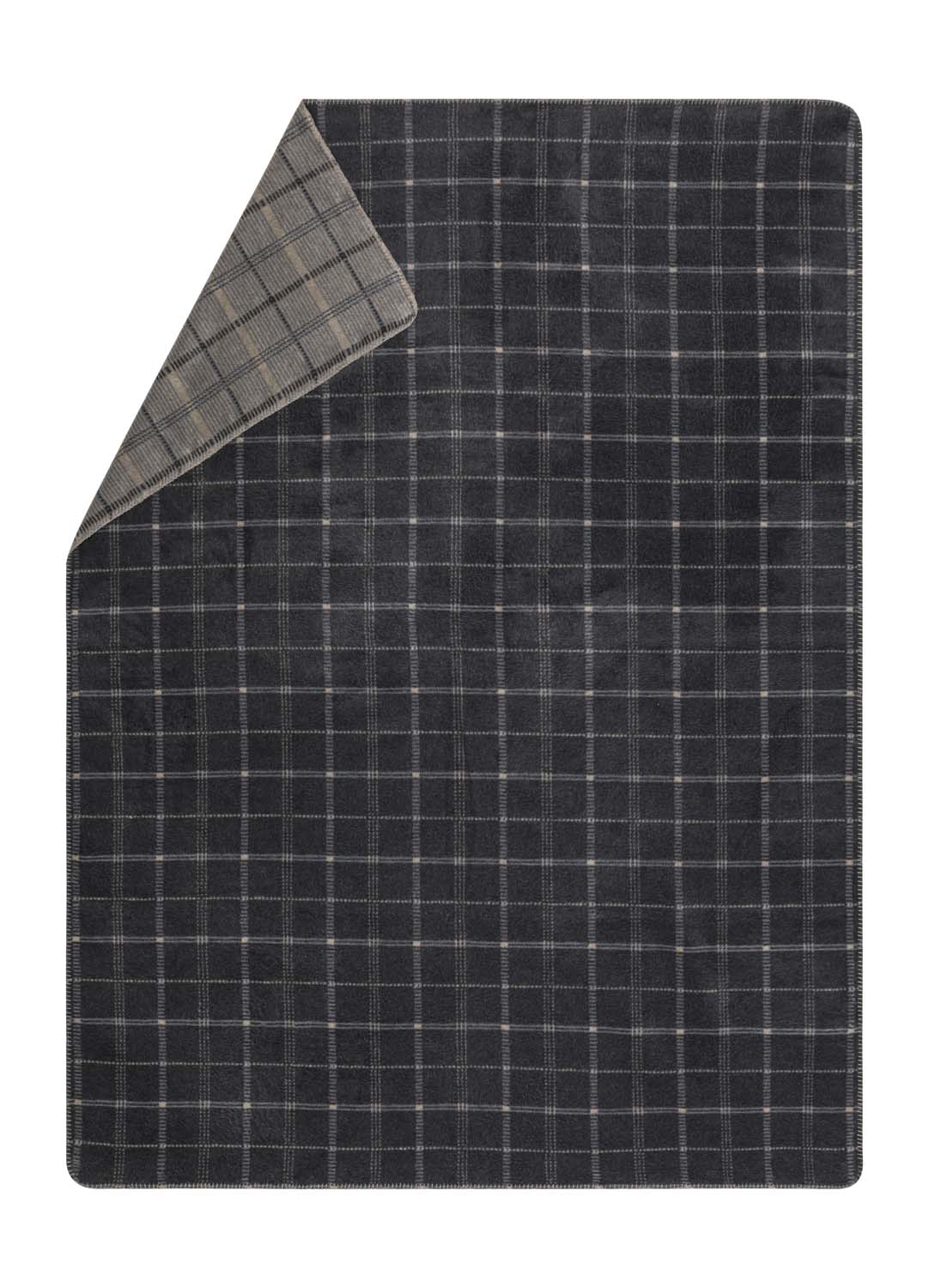 SAVONA throw "checkered" in charcoal . Throw Blanket made by David Fussenegger , a family-run mill in Austria.