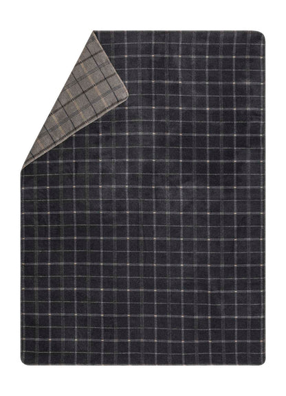 SAVONA throw "checkered" in charcoal . Throw Blanket made by David Fussenegger , a family-run mill in Austria.