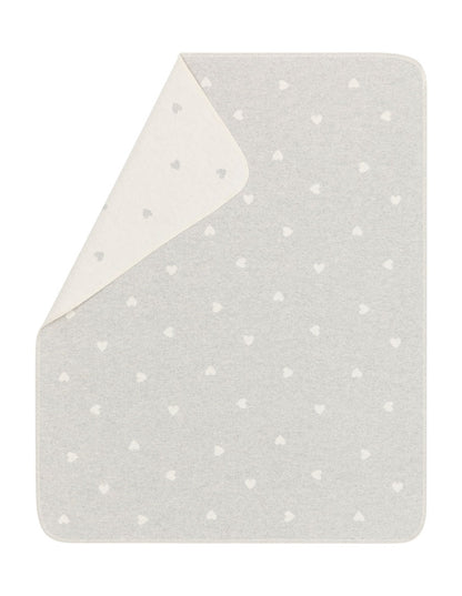 JUWEL baby blanket "hearts allover" in grey . Blanket made by David Fussenegger , a family-run mill in Austria.