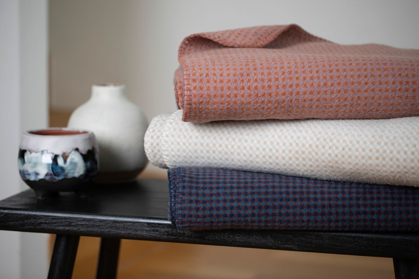 SAVONA Throw "Mini Checks" in . Throw Blanket made by David Fussenegger , a family-run mill in Austria.