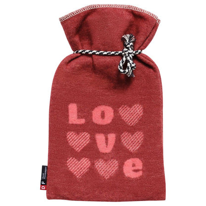 SILVRETTA Warming Bottle "Hearts/Love" in red . Warming Bottle made by David Fussenegger , a family-run mill in Austria.