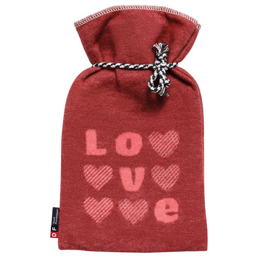 SILVRETTA Warming Bottle "Hearts/Love" in red . Warming Bottle made by David Fussenegger , a family-run mill in Austria.