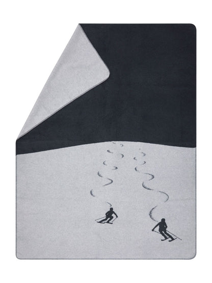 SAVONA throw "skiers leaving tracks" in charcoal . Throw Blanket made by David Fussenegger , a family-run mill in Austria.