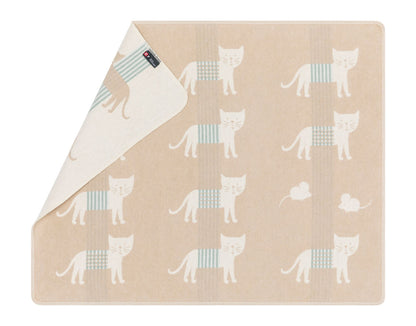 JUWEL baby blanket "cats allover" in ecru . Blanket made by David Fussenegger , a family-run mill in Austria.