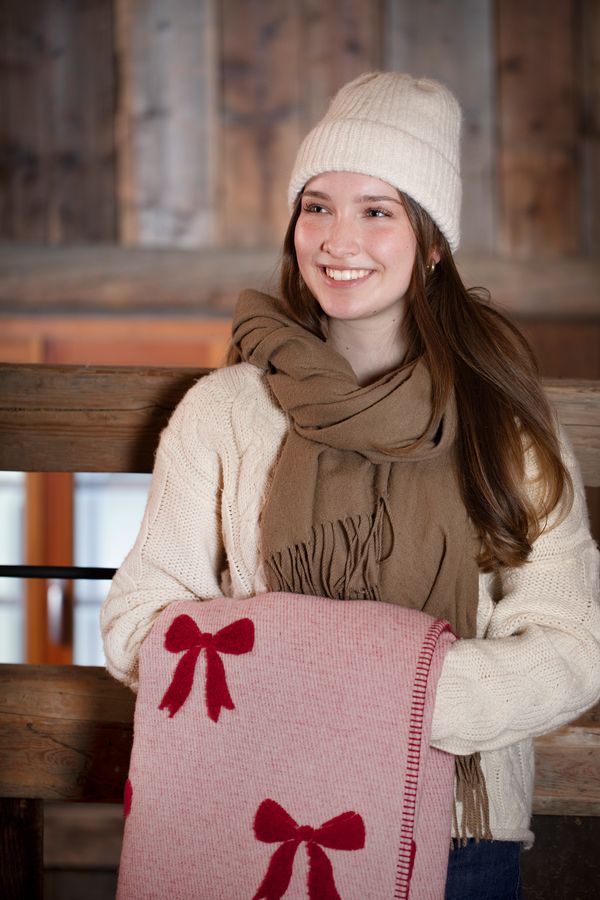 CARLA Throw "Bows All Over" in . Throw Blanket made by David Fussenegger , a family-run mill in Austria.