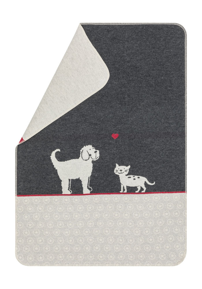 PET blanket "cat & dog" in charcoal . Pet Blanket made by David Fussenegger , a family-run mill in Austria.