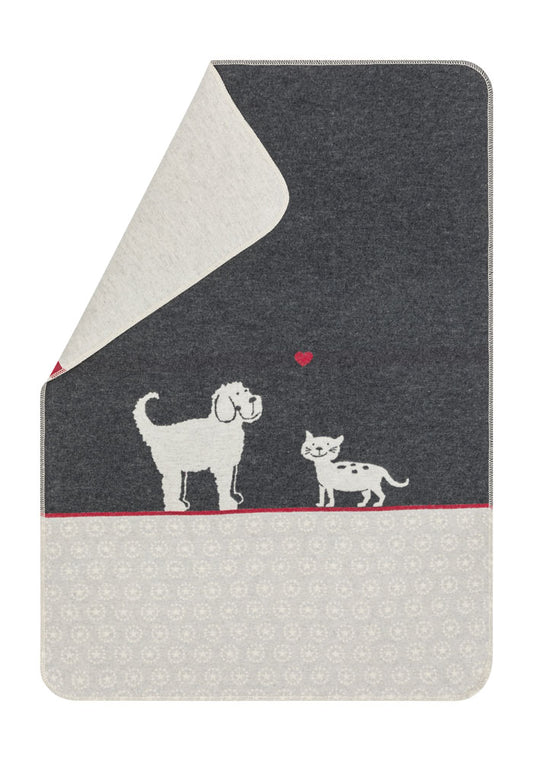 PET blanket "cat & dog" in charcoal . Pet Blanket made by David Fussenegger , a family-run mill in Austria.