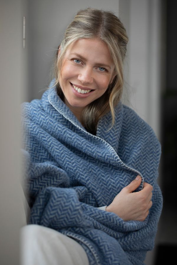 MERANO Throw "Herringbone" in . Throw Blanket made by David Fussenegger , a family-run mill in Austria.