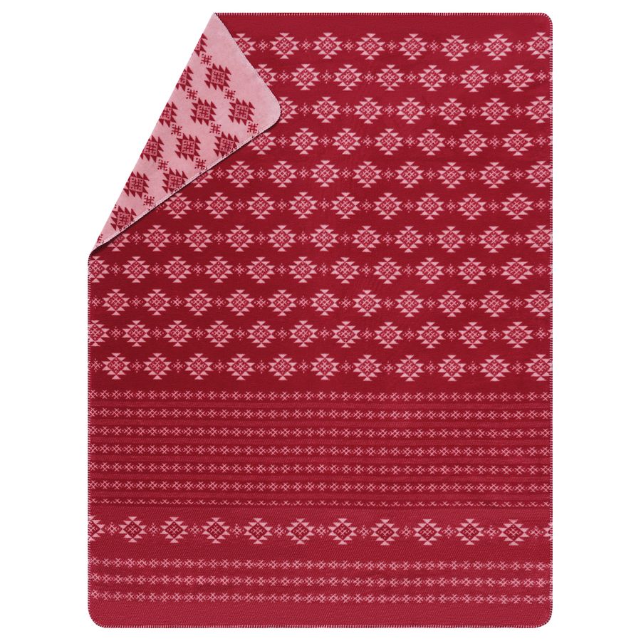 SAVONA Throw "Norwegian Border" in red . Throw Blanket made by David Fussenegger , a family-run mill in Austria.