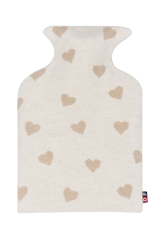 JUWEL warming bottle "hearts" in offwhite gry . Warming Bottle made by David Fussenegger , a family-run mill in Austria.