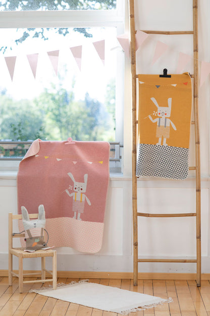JUWEL baby blanket "bunnyrabbit" with embroidery in . Blanket made by David Fussenegger , a family-run mill in Austria.