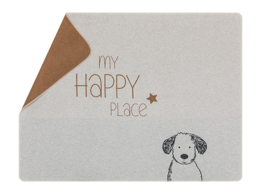 PET blanket "My Happy Place" dog large in grey . Pet Blanket made by David Fussenegger , a family-run mill in Austria.