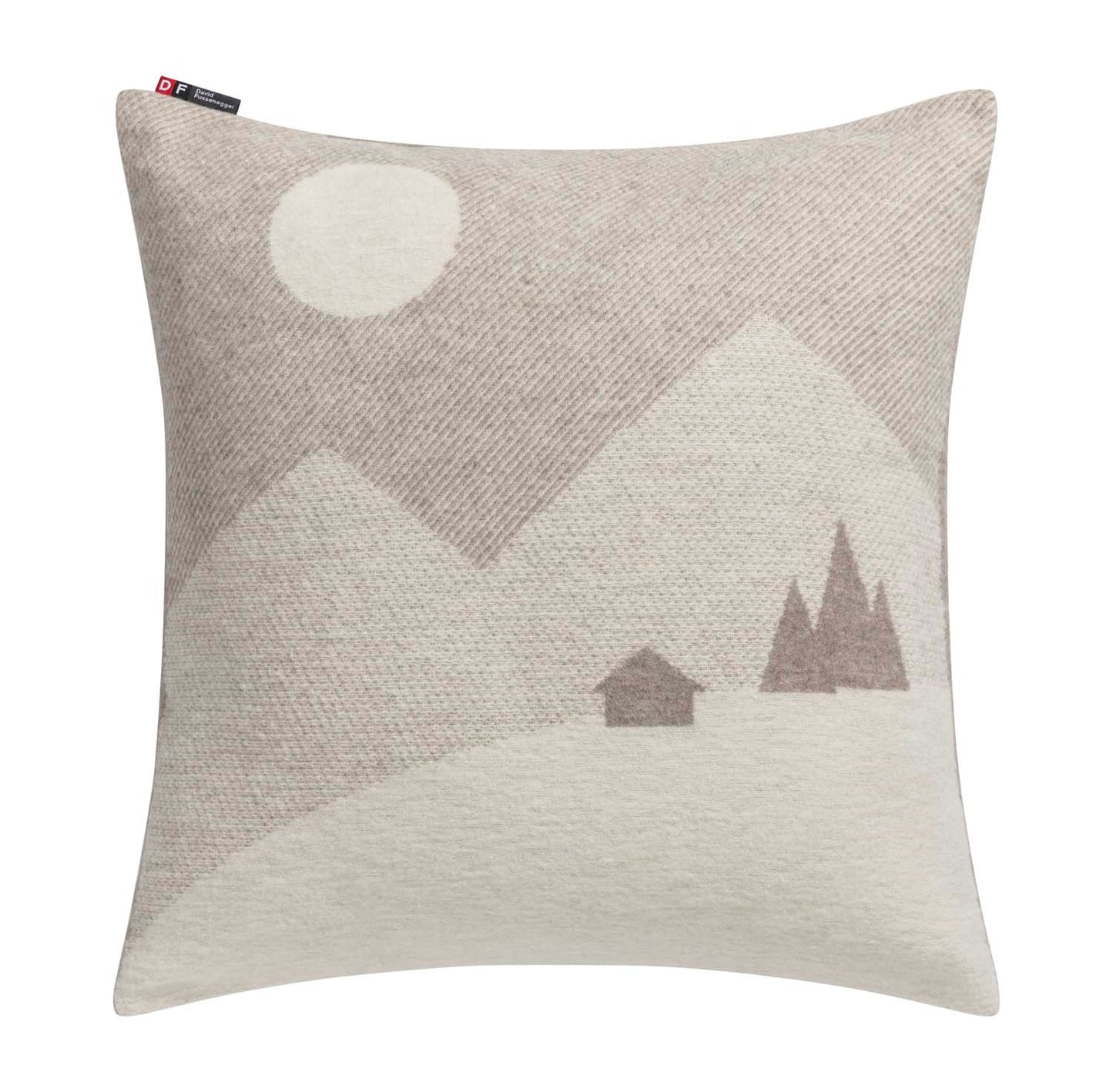 SILVRETTA cushion cover "mountains & moon" in smoke . Cushion Cover made by David Fussenegger , a family-run mill in Austria.