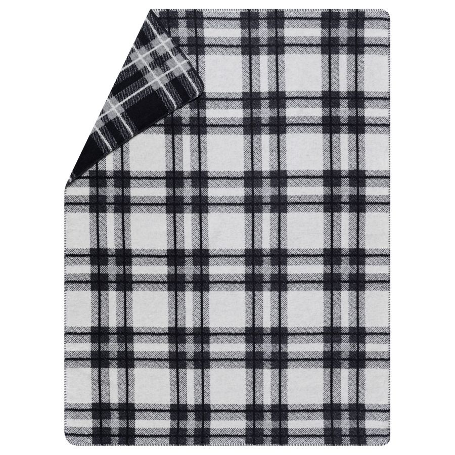 SAVONA Throw "Tartan" in charcola cream . Throw Blanket made by David Fussenegger , a family-run mill in Austria.