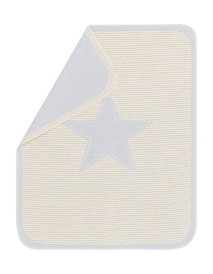JUWEL baby blanket "star" in light blue . Blanket made by David Fussenegger , a family-run mill in Austria.