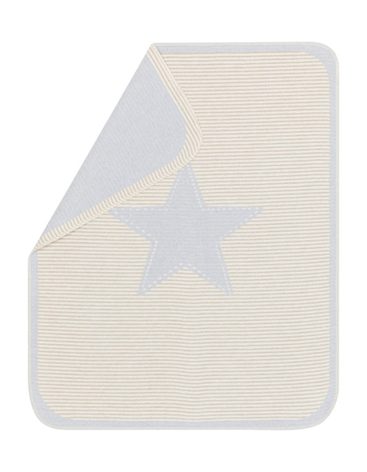 JUWEL baby blanket "star" in light blue . Blanket made by David Fussenegger , a family-run mill in Austria.