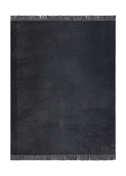 VIENNA throw solid with fringe in charcoal . Throw Blanket made by David Fussenegger , a family-run mill in Austria.