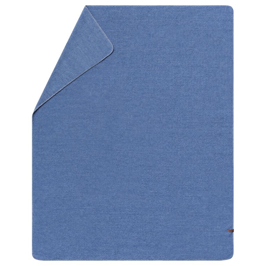 MERANO Throw "Herringbone" in blue . Throw Blanket made by David Fussenegger , a family-run mill in Austria.