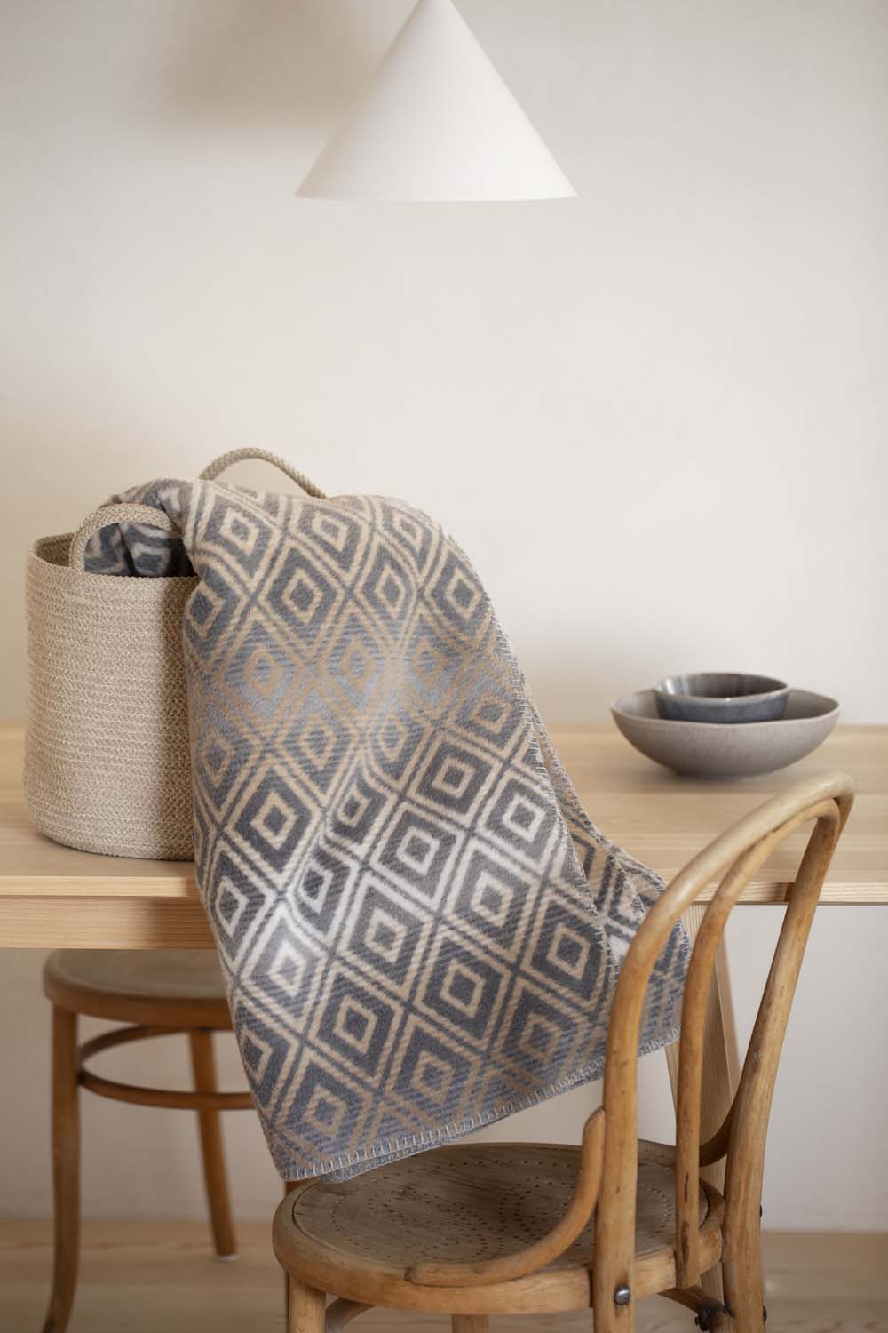 SAVONA throw "lozenge shapes gradient" in . Throw Blanket made by David Fussenegger , a family-run mill in Austria.