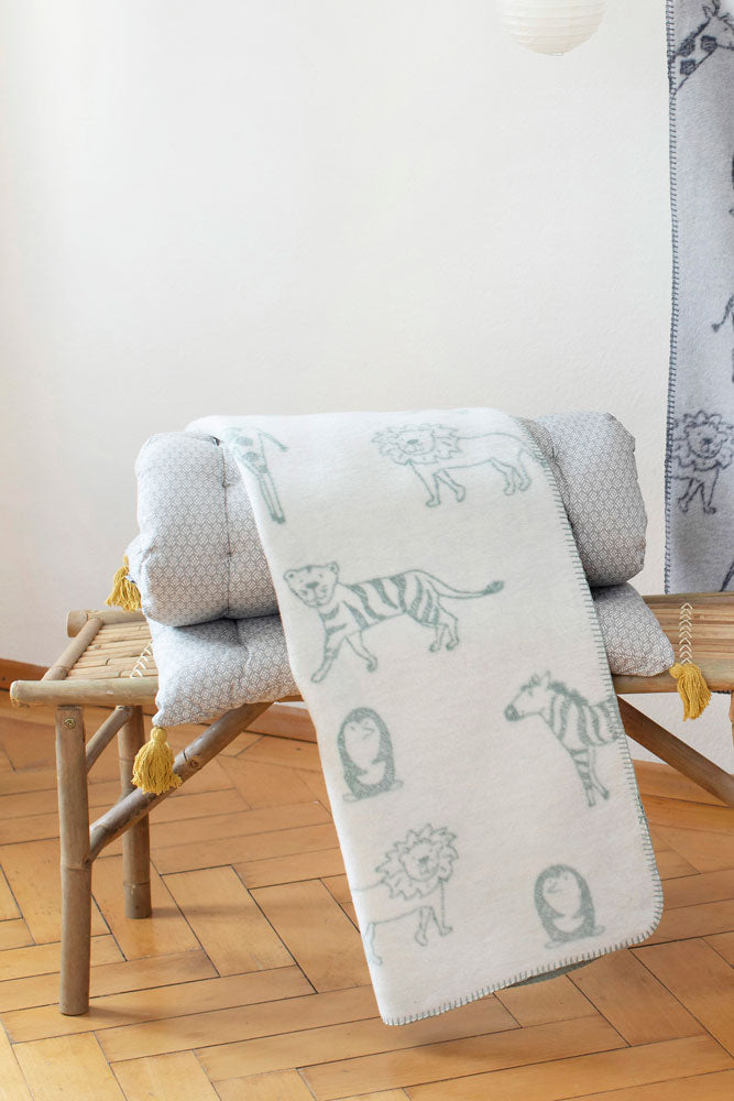 PANDA baby blanket "in the jungle" in . Blanket made by David Fussenegger , a family-run mill in Austria.