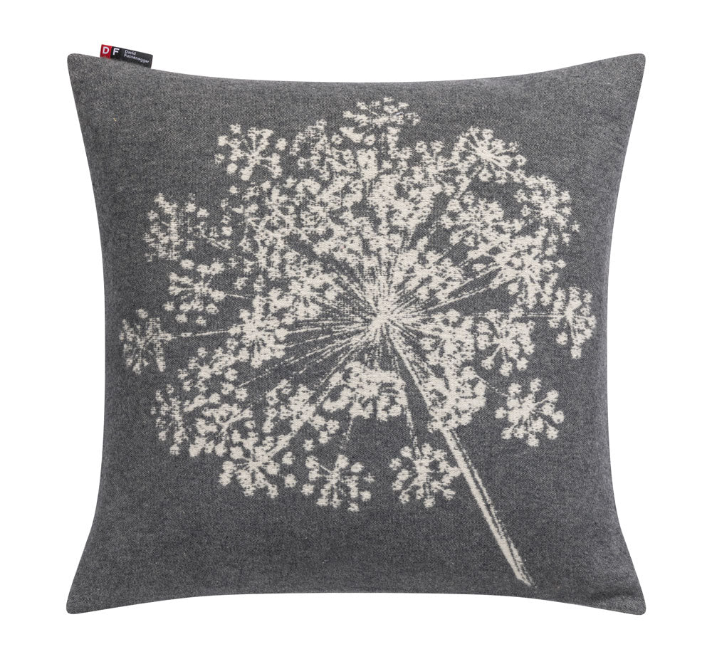 JADE cushion cover "single umbel" organic cotton in charcoal . Cushion Cover made by David Fussenegger , a family-run mill in Austria.