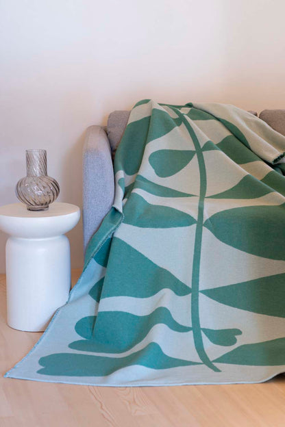 LUCA throw flannel "large leaves" in . Throw Blanket made by David Fussenegger , a family-run mill in Austria.