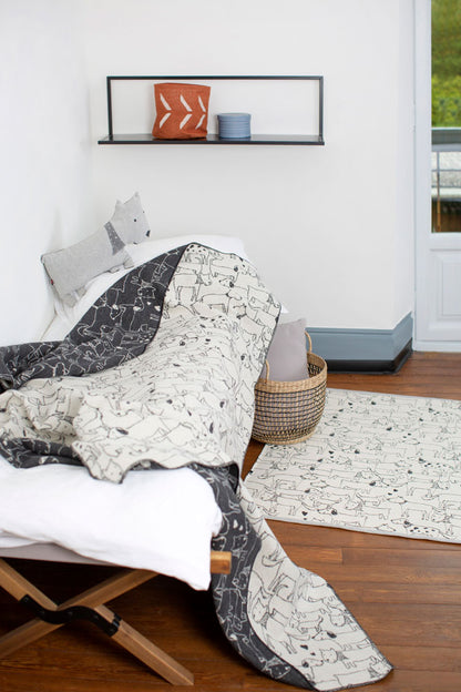 JUWEL throw "dogs allover" in . Blanket made by David Fussenegger , a family-run mill in Austria.