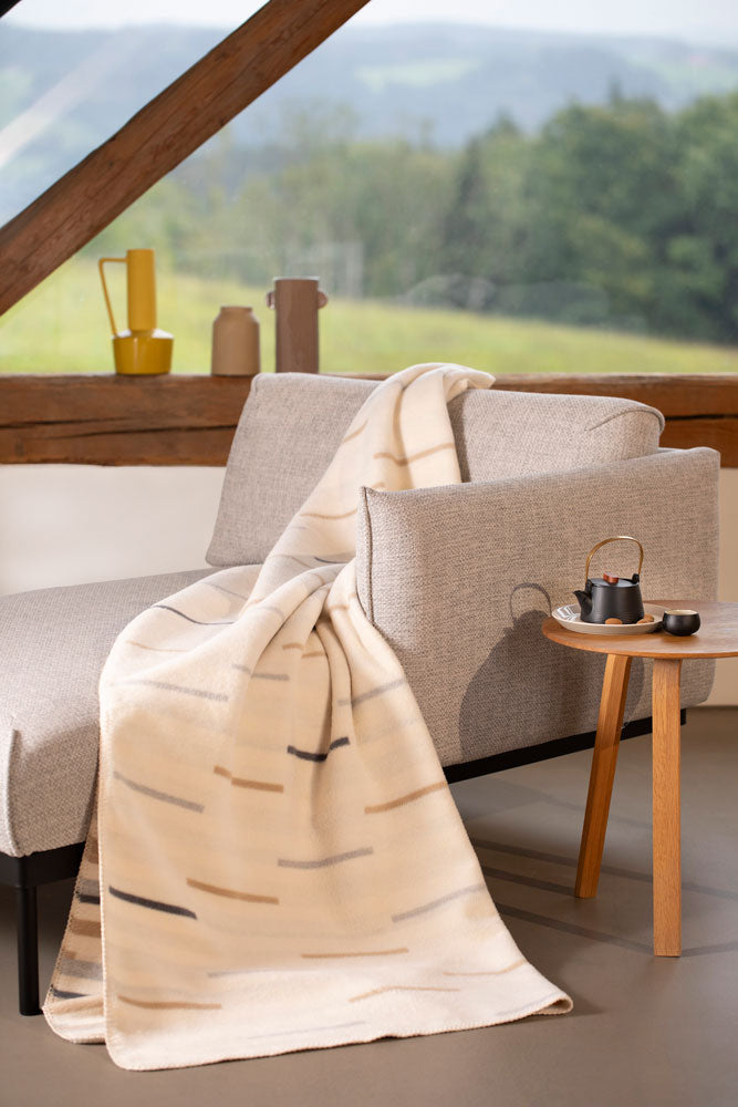 SAVONA throw "short lines horizontal" in . Throw Blanket made by David Fussenegger , a family-run mill in Austria.