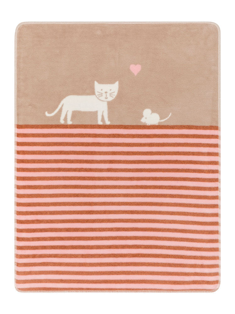 MAJA baby blanket organic "cat" in rouge . Blanket made by David Fussenegger , a family-run mill in Austria.