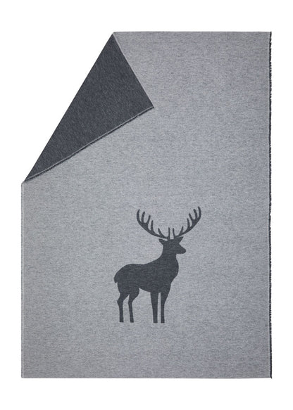 LUCA throw "centered deer" in grey . Throw Blanket made by David Fussenegger , a family-run mill in Austria.