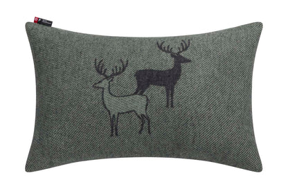 SILVRETTA cushion cover "pair of stags" in ivy . Cushion Cover made by David Fussenegger , a family-run mill in Austria.